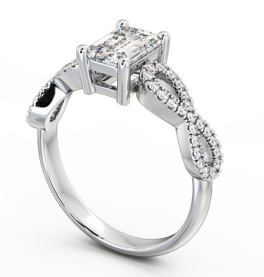  Emerald Diamond Engagement Ring Palladium Solitaire With Side Stones - Evie ENEM18_WG_THUMB1 