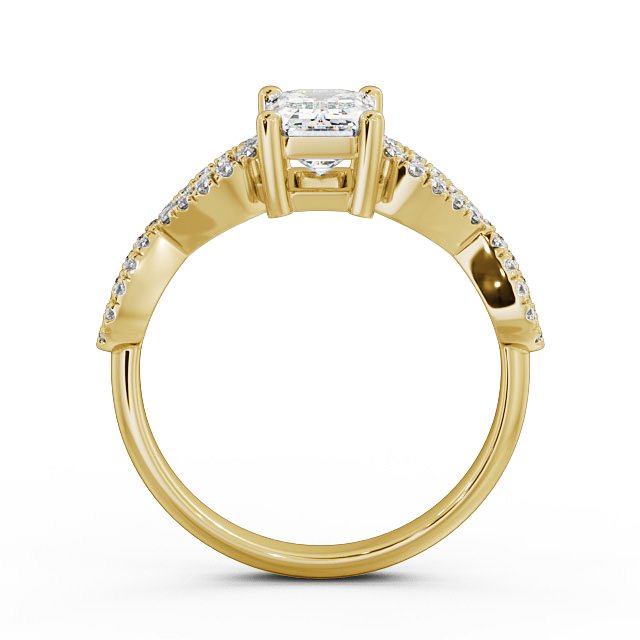 Emerald Diamond Engagement Ring 9K Yellow Gold Solitaire With Side Stones - Evie ENEM18_YG_UP