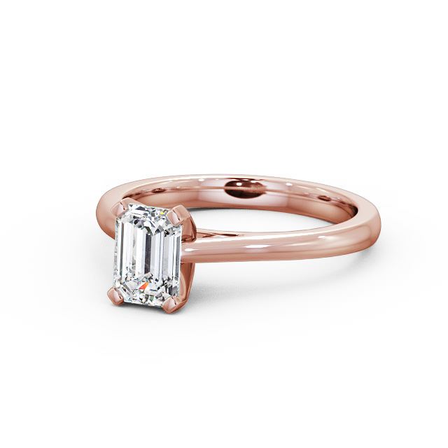 Emerald Diamond Engagement Ring 18K Rose Gold Solitaire - Jessica ENEM19_RG_FLAT