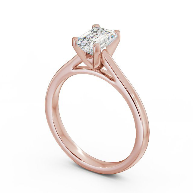 Emerald Diamond Engagement Ring 18K Rose Gold Solitaire - Jessica ENEM19_RG_SIDE