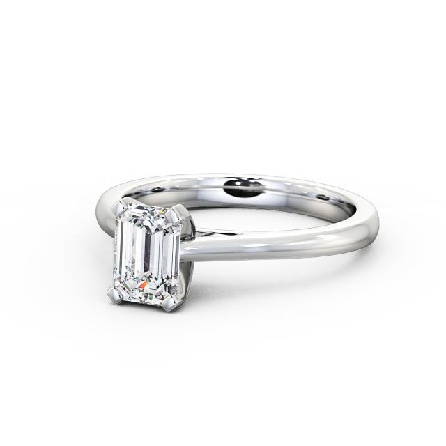 Emerald Diamond Engagement Ring 9K White Gold Solitaire - Jessica ENEM19_WG_FLAT