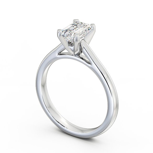 Emerald Diamond Engagement Ring 9K White Gold Solitaire - Jessica ENEM19_WG_SIDE