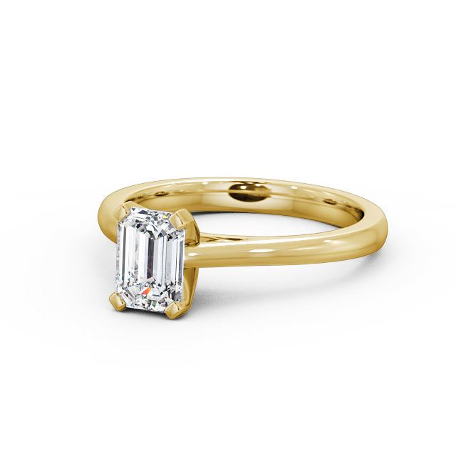 Emerald Diamond Engagement Ring 18K Yellow Gold Solitaire - Jessica ENEM19_YG_FLAT