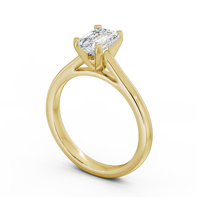 Emerald Diamond Engagement Ring 18K Yellow Gold Solitaire - Jessica ENEM19_YG_SIDE