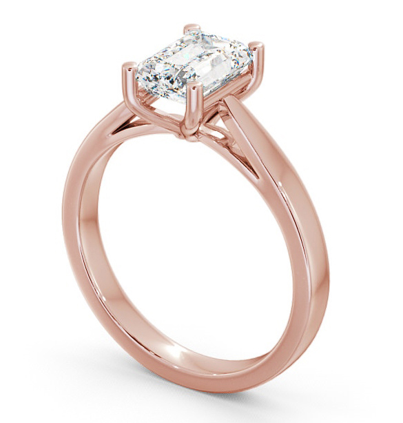 Emerald Diamond Tapered Band Engagement Ring 18K Rose Gold Solitaire ENEM1_RG_THUMB1_1.jpg