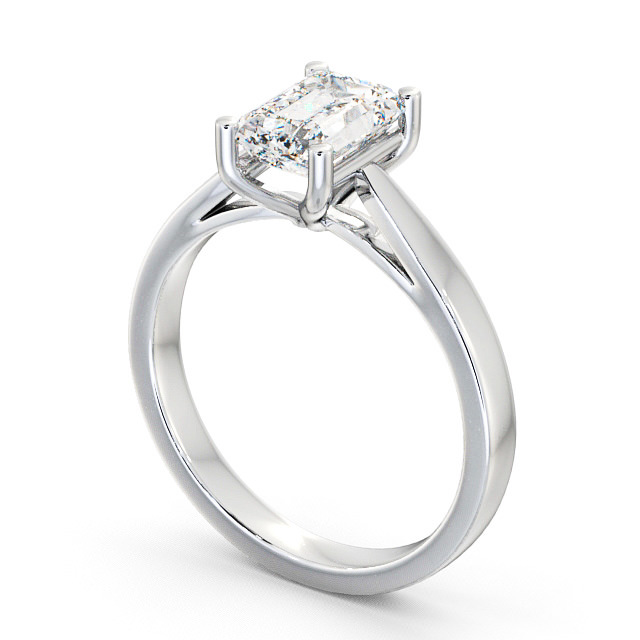 Emerald Diamond Engagement Ring 18K White Gold Solitaire - Alston ENEM1_WG_SIDE