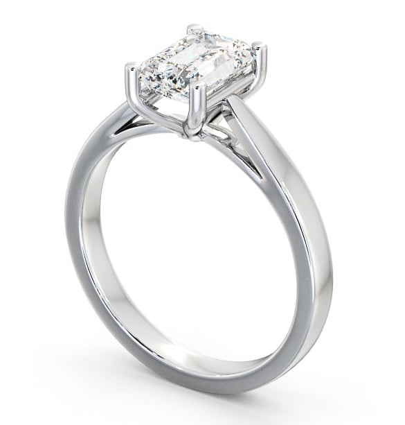 Emerald Diamond Tapered Band Engagement Ring Palladium Solitaire ENEM1_WG_THUMB1_3.jpg