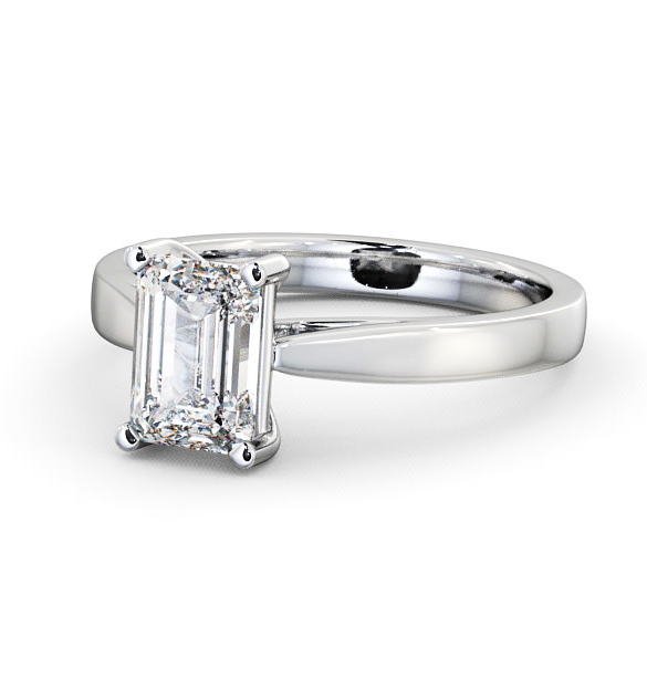 Emerald Diamond Tapered Band Engagement Ring 18K White Gold Solitaire ENEM1_WG_THUMB2_2.jpg 