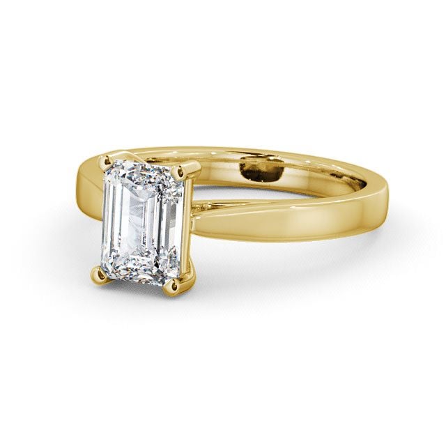 Emerald Diamond Engagement Ring 18K Yellow Gold Solitaire - Alston ENEM1_YG_FLAT