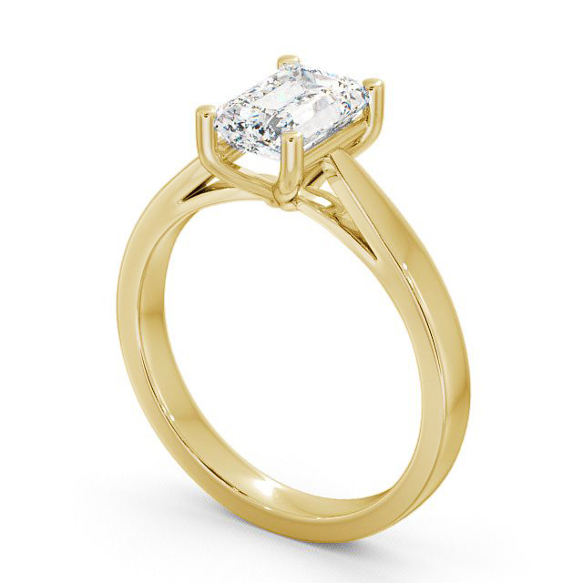 Emerald Diamond Engagement Ring 9K Yellow Gold Solitaire - Alston ENEM1_YG_SIDE