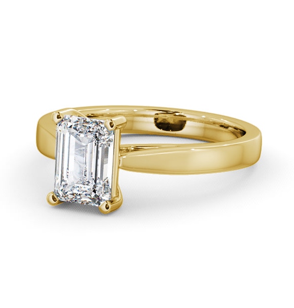 Emerald Diamond Tapered Band Engagement Ring 9K Yellow Gold Solitaire ENEM1_YG_THUMB2_2.jpg 