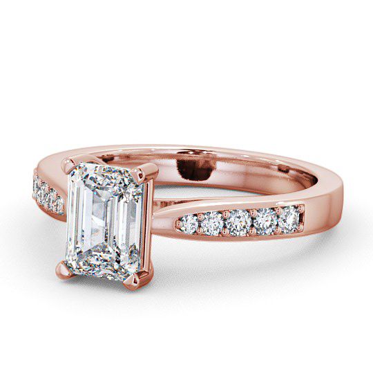  Emerald Diamond Engagement Ring 18K Rose Gold Solitaire With Side Stones - Dalbury ENEM1S_RG_THUMB2 