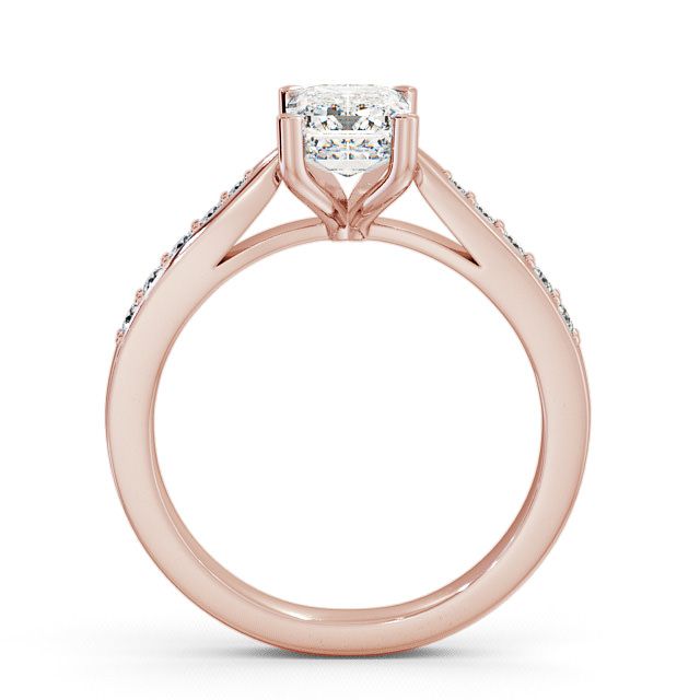 Emerald Diamond Engagement Ring 9K Rose Gold Solitaire With Side Stones - Dalbury ENEM1S_RG_UP