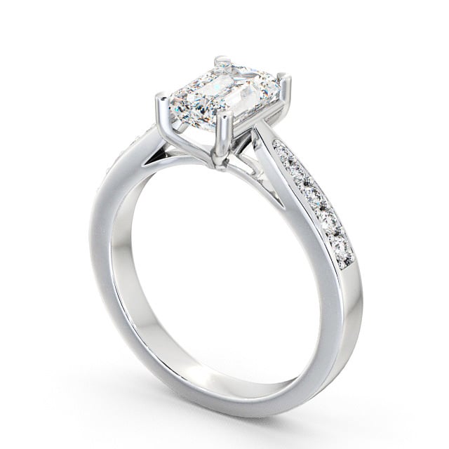 Emerald Diamond Engagement Ring Palladium Solitaire With Side Stones - Dalbury