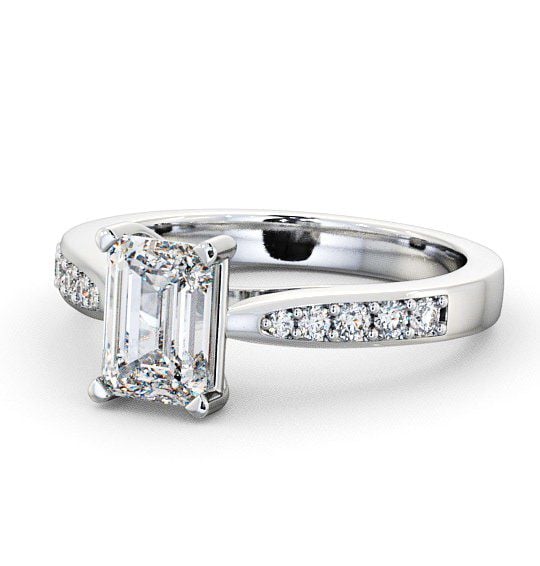  Emerald Diamond Engagement Ring Platinum Solitaire With Side Stones - Dalbury ENEM1S_WG_THUMB2 