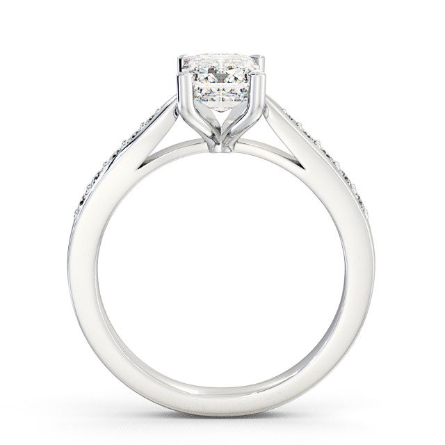 Emerald Diamond Engagement Ring Platinum Solitaire With Side Stones - Dalbury ENEM1S_WG_UP