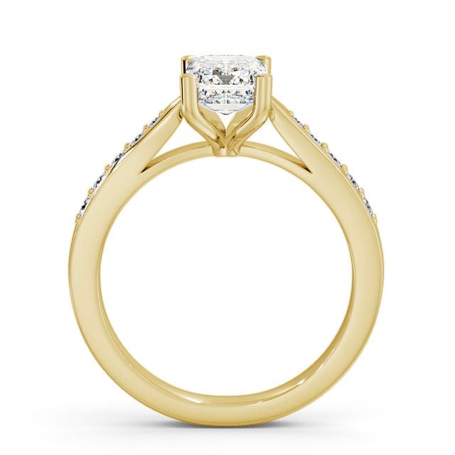 Emerald Diamond Engagement Ring 9K Yellow Gold Solitaire With Side Stones - Dalbury ENEM1S_YG_UP