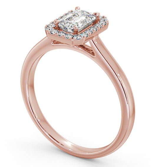 Halo Emerald Diamond Classic Engagement Ring 9K Rose Gold ENEM20_RG_THUMB1 