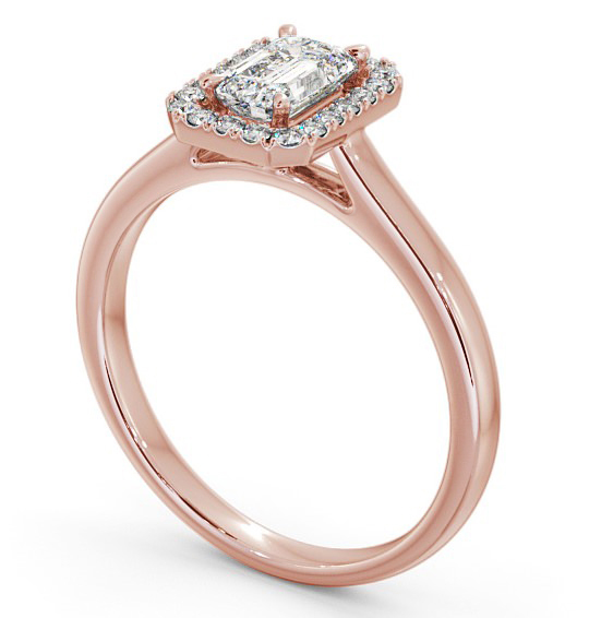 Halo Emerald Diamond Classic Engagement Ring 18K Rose Gold ENEM20_RG_THUMB1 