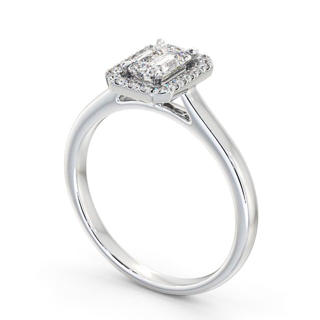 Halo Emerald Diamond Engagement Ring 18K White Gold - Adelina ENEM20_WG_SIDE