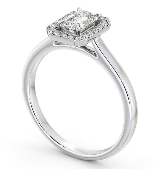  Halo Emerald Diamond Engagement Ring 18K White Gold - Adelina ENEM20_WG_THUMB1 