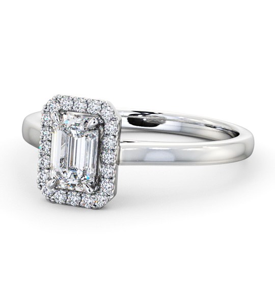 Halo Emerald Diamond Classic Engagement Ring 18K White Gold ENEM20_WG_THUMB2 
