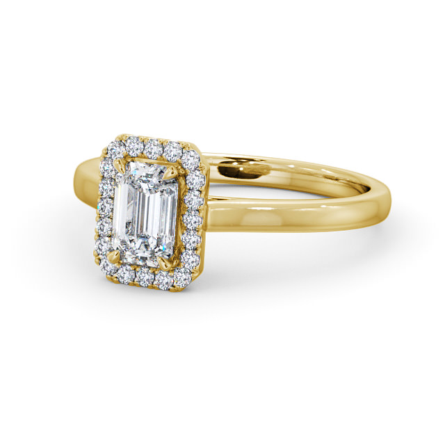Halo Emerald Diamond Engagement Ring 18K Yellow Gold - Adelina ENEM20_YG_FLAT