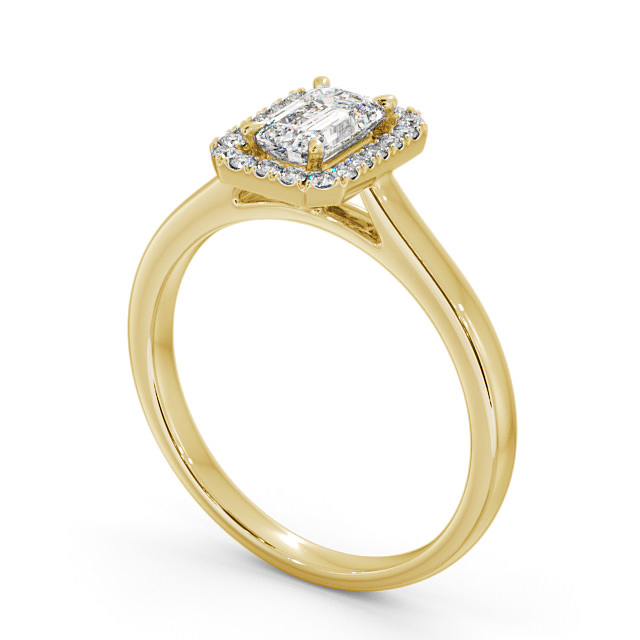 Halo Emerald Diamond Engagement Ring 18K Yellow Gold - Adelina ENEM20_YG_SIDE