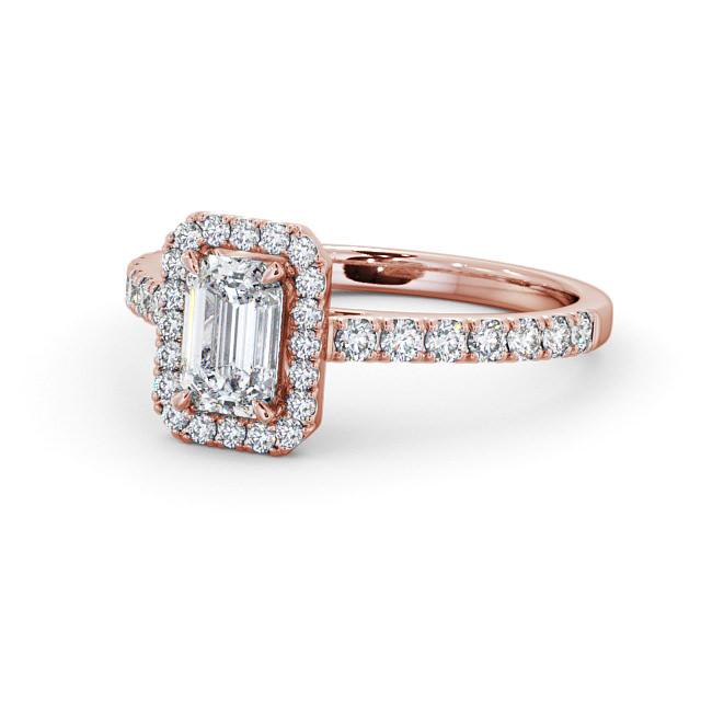 Halo Emerald Diamond Engagement Ring 9K Rose Gold - Boston ENEM21_RG_FLAT