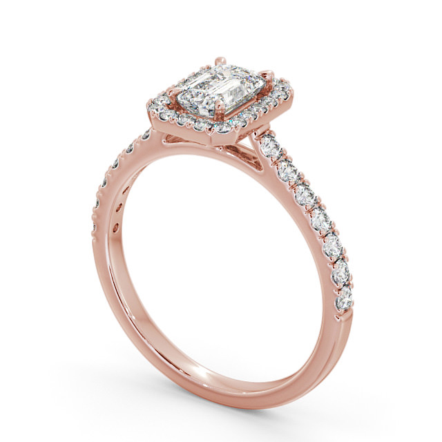 Halo Emerald Diamond Engagement Ring 9K Rose Gold - Boston ENEM21_RG_SIDE