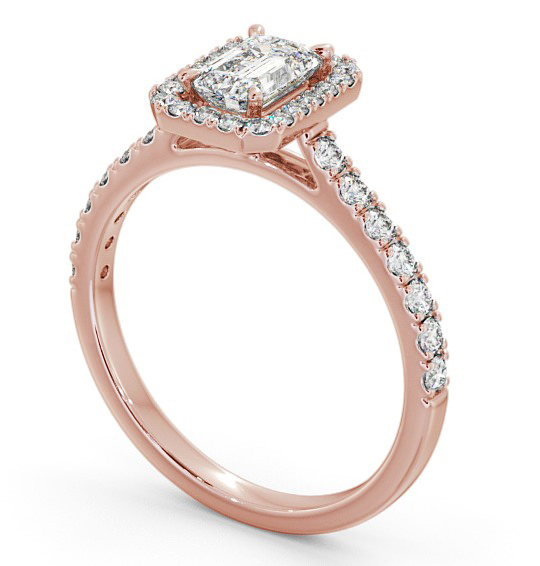 Halo Emerald Diamond Classic Engagement Ring 18K Rose Gold ENEM21_RG_THUMB1