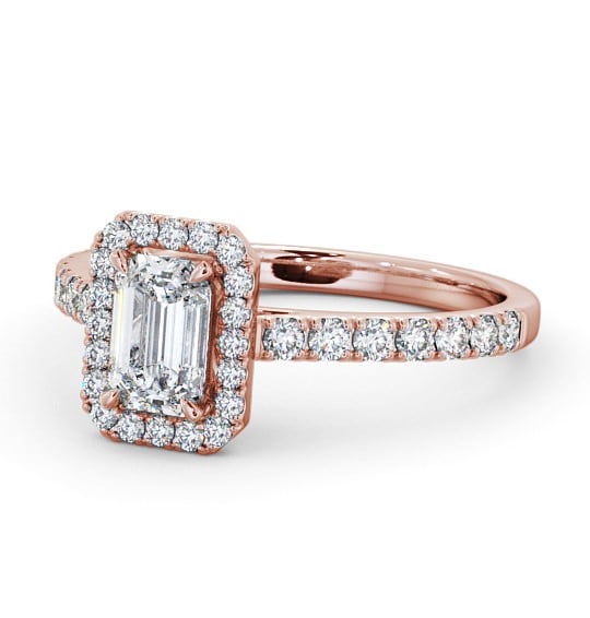  Halo Emerald Diamond Engagement Ring 18K Rose Gold - Boston ENEM21_RG_THUMB2 