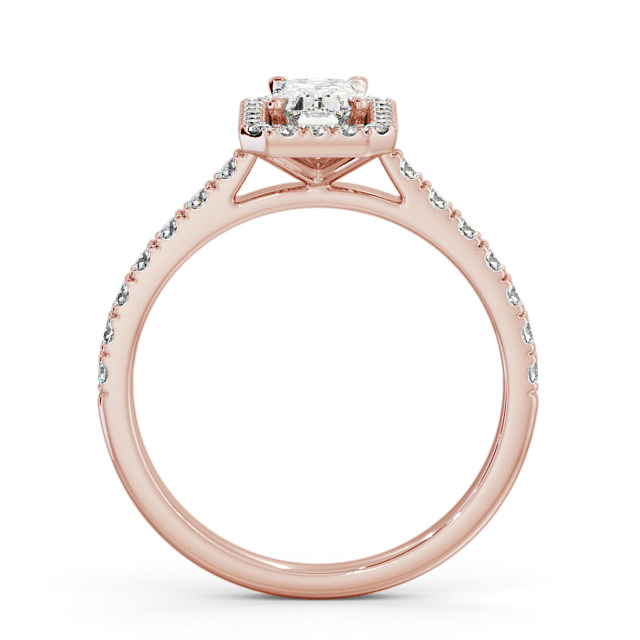 Halo Emerald Diamond Engagement Ring 9K Rose Gold - Boston ENEM21_RG_UP