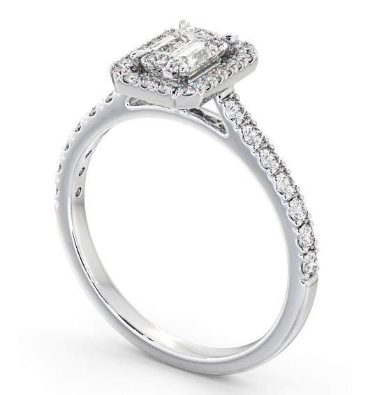 Halo Emerald Diamond Classic Engagement Ring 18K White Gold ENEM21_WG_THUMB1 