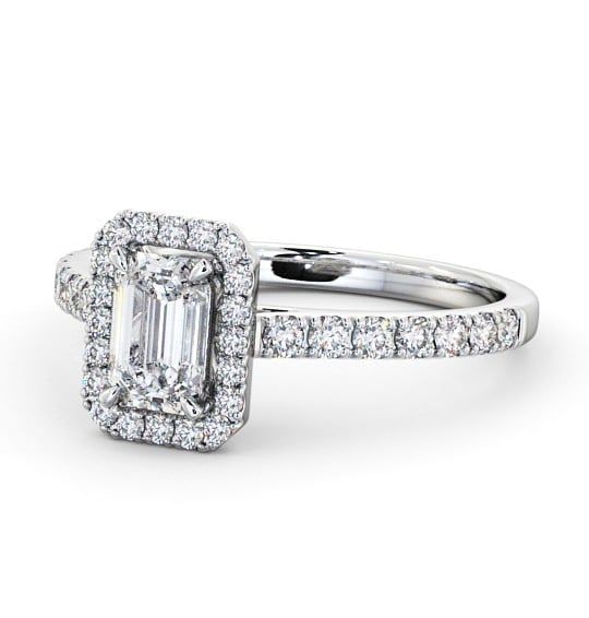 Halo Emerald Diamond Classic Engagement Ring 18K White Gold ENEM21_WG_THUMB2 