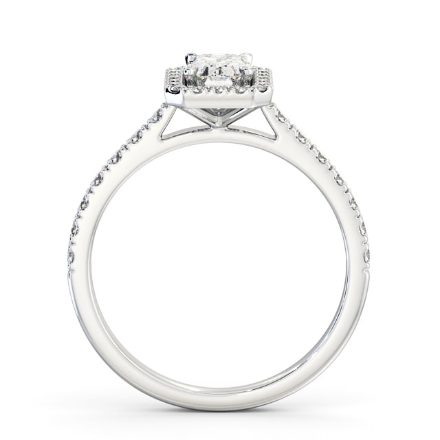 Halo Emerald Diamond Engagement Ring 18K White Gold - Boston ENEM21_WG_UP