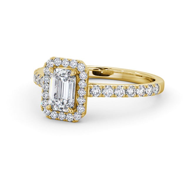 Halo Emerald Diamond Engagement Ring 9K Yellow Gold - Boston ENEM21_YG_FLAT