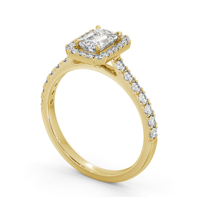 Halo Emerald Diamond Engagement Ring 9K Yellow Gold - Boston ENEM21_YG_SIDE