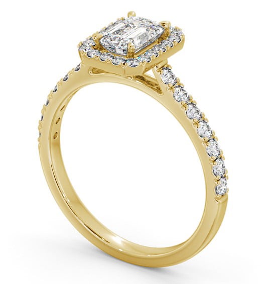 Halo Emerald Diamond Engagement Ring 9K Yellow Gold - Boston ENEM21_YG_THUMB1