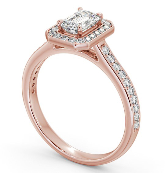 Halo Emerald Diamond Traditional Engagement Ring 9K Rose Gold ENEM22_RG_THUMB1