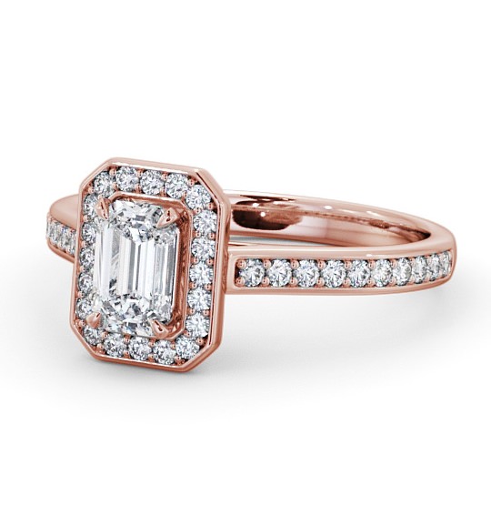 Halo Emerald Diamond Traditional Engagement Ring 9K Rose Gold ENEM22_RG_THUMB2 