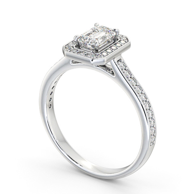 Halo Emerald Diamond Engagement Ring 9K White Gold - Durleigh ENEM22_WG_SIDE