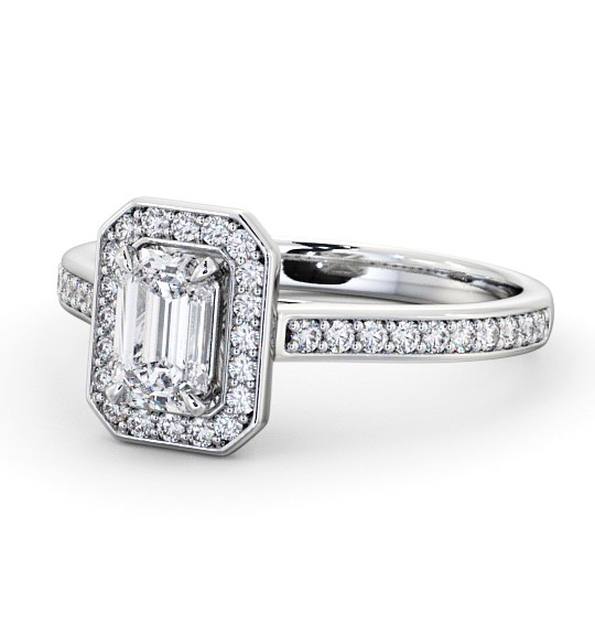  Halo Emerald Diamond Engagement Ring 18K White Gold - Durleigh ENEM22_WG_THUMB2 