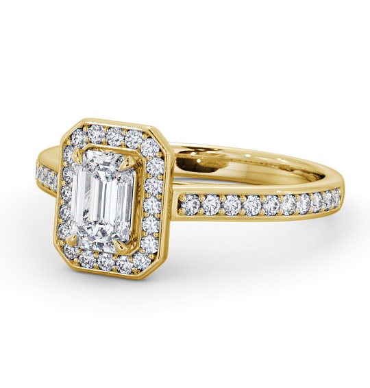  Halo Emerald Diamond Engagement Ring 18K Yellow Gold - Durleigh ENEM22_YG_THUMB2 