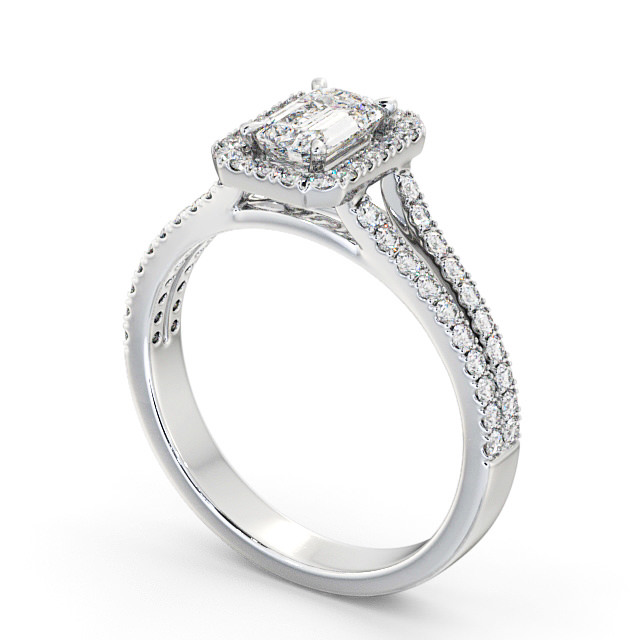 Halo Emerald Diamond Engagement Ring Palladium - Alcine ENEM23_WG_SIDE