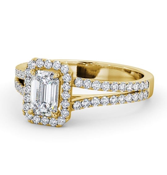 Halo Emerald Diamond Split Band Engagement Ring 18K Yellow Gold ENEM23_YG_THUMB2 