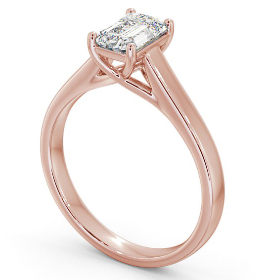 Emerald Diamond Trellis Design Engagement Ring 9K Rose Gold Solitaire ENEM24_RG_THUMB1
