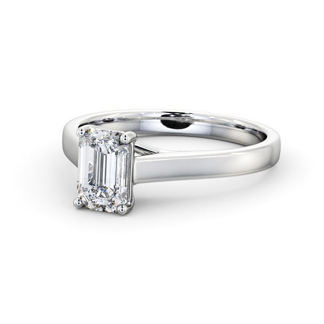 Emerald Diamond Engagement Ring Platinum Solitaire - Knightly ENEM24_WG_FLAT