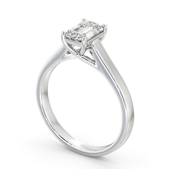 Emerald Diamond Engagement Ring Platinum Solitaire - Knightly ENEM24_WG_SIDE