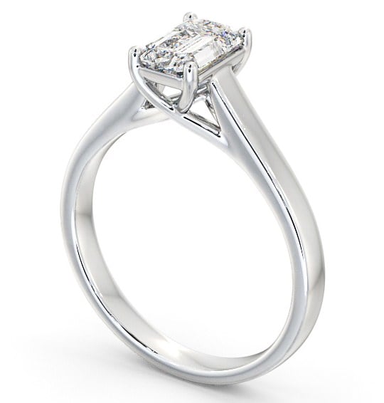 Emerald Diamond Trellis Design Engagement Ring 9K White Gold Solitaire ENEM24_WG_THUMB1